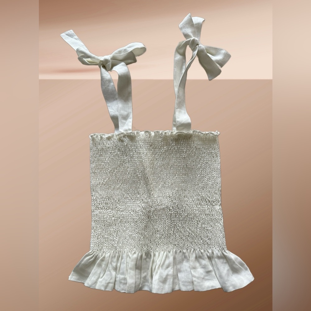 Elegant White Smocked Tank Top